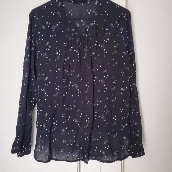 Black Celestial Button-up Blouse - Size 12 - Picture 3 of 10